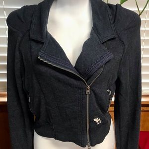Abercrombie & Fitch Womens Navy Blue short zippered dress blazer-Size Large